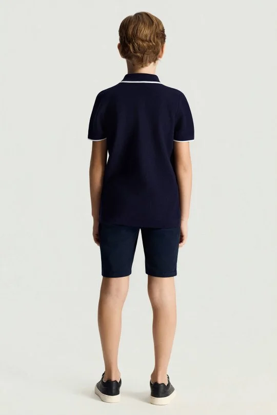 Hemington - Fermuar Detaylı Lacivert Merserize Pamuk Çocuk Triko Polo (4)