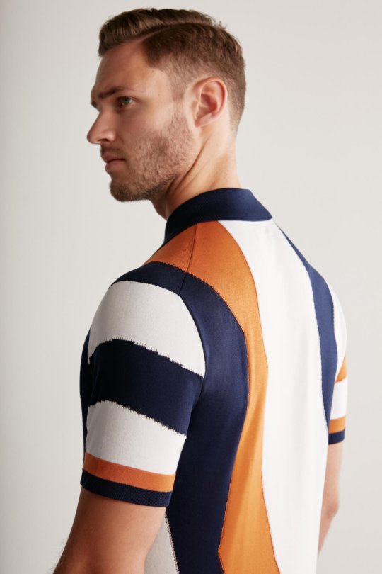 Fermuar Detaylı Lacivert Merserize Pamuk Triko Polo