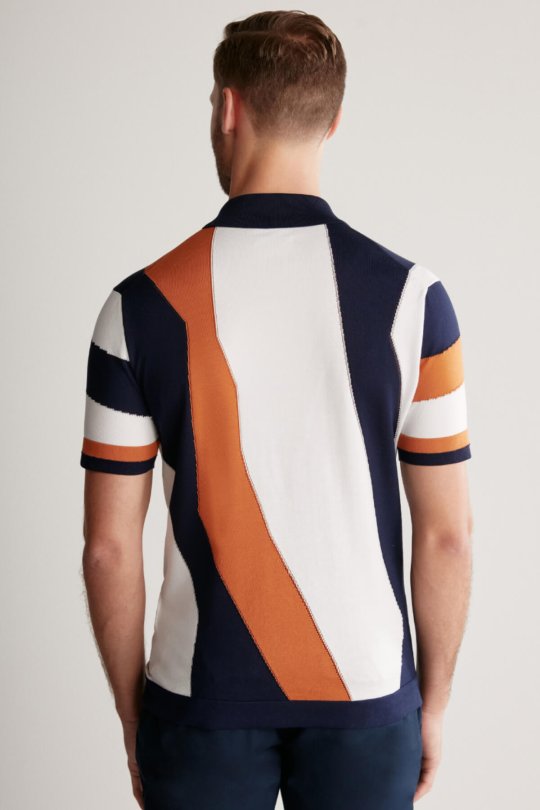 Fermuar Detaylı Lacivert Merserize Pamuk Triko Polo