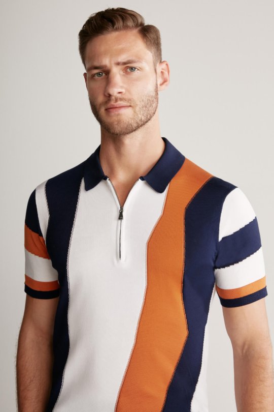 Fermuar Detaylı Lacivert Merserize Pamuk Triko Polo