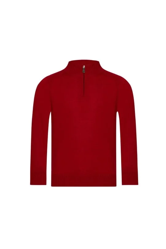 Hemington - Fermuarlı Merino Yün Kırmızı Activewear Çocuk Triko (6)