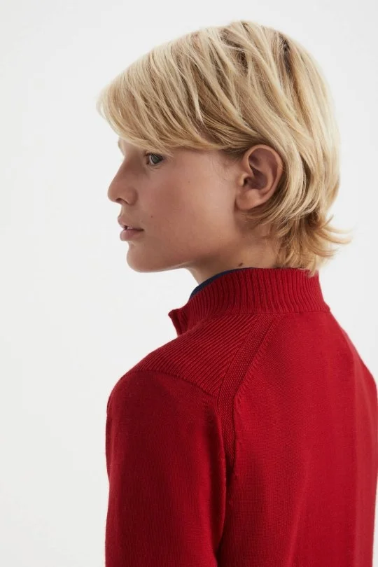 Hemington - Fermuarlı Merino Yün Kırmızı Activewear Çocuk Triko (2)