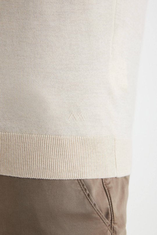 Extrafine Merino Fermuarlı Açık Bej Triko Hırka