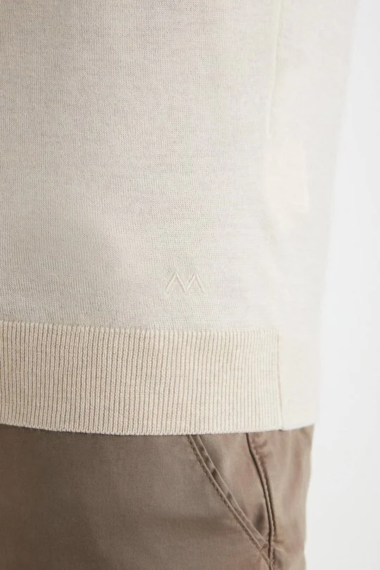 Hemington - Extrafine Merino Fermuarlı Açık Bej Triko Hırka (4)