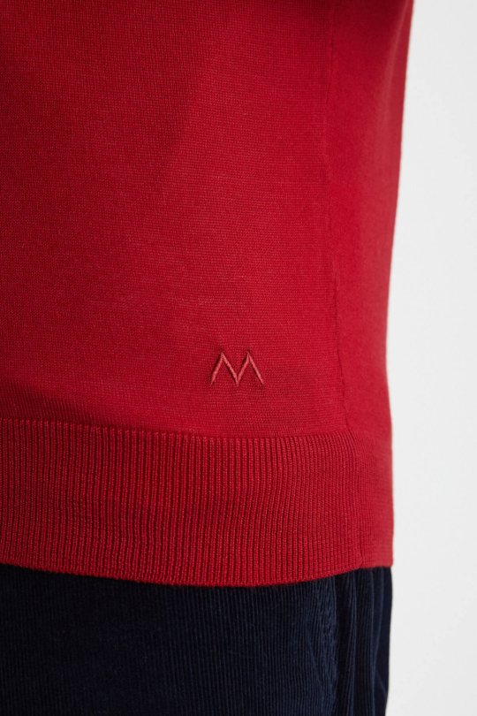 Extrafine Merino Fermuarlı Kırmızı Triko Hırka