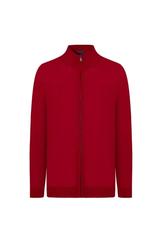 Hemington - Extrafine Merino Fermuarlı Kırmızı Triko Hırka (6)