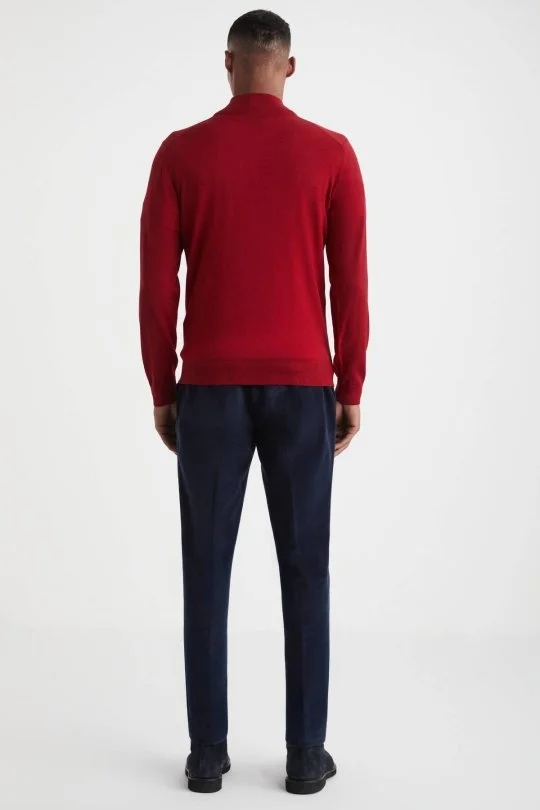 Hemington - Extrafine Merino Fermuarlı Kırmızı Triko Hırka (5)