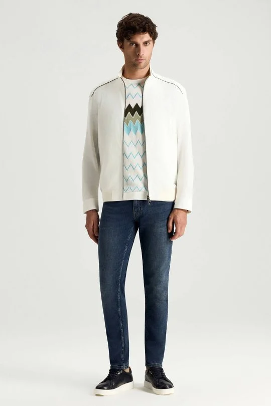 Fermuarlı Yazlık Beyaz Mont