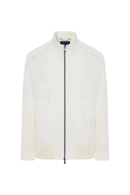 Fermuarlı Yazlık Beyaz Mont