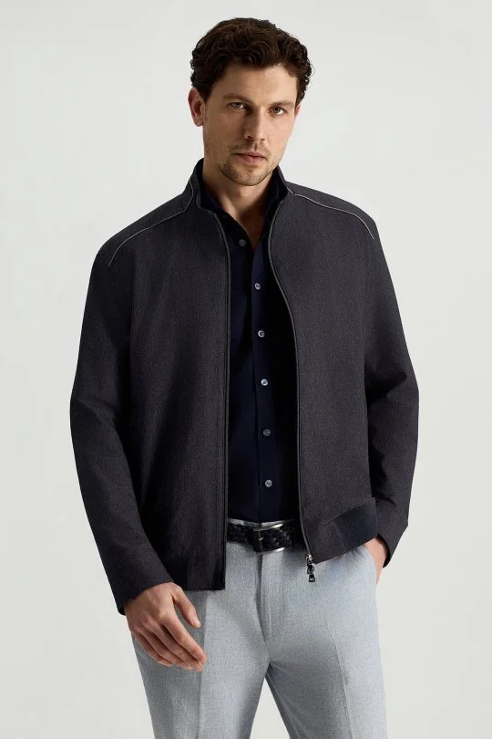 Hemington - Fermuarlı Yazlık Lacivert Mont (2)