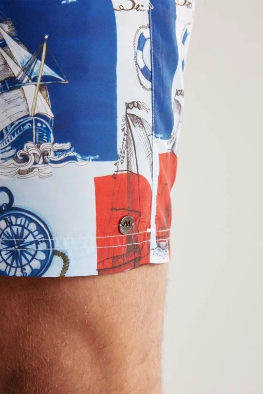 Hemington - Gemi Desen Açık Mavi Beyaz Quick Dry Mayo (7)