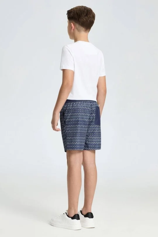 Hemington - Geometrik Desen Lacivert Quick Dry Çocuk Mayo (4)