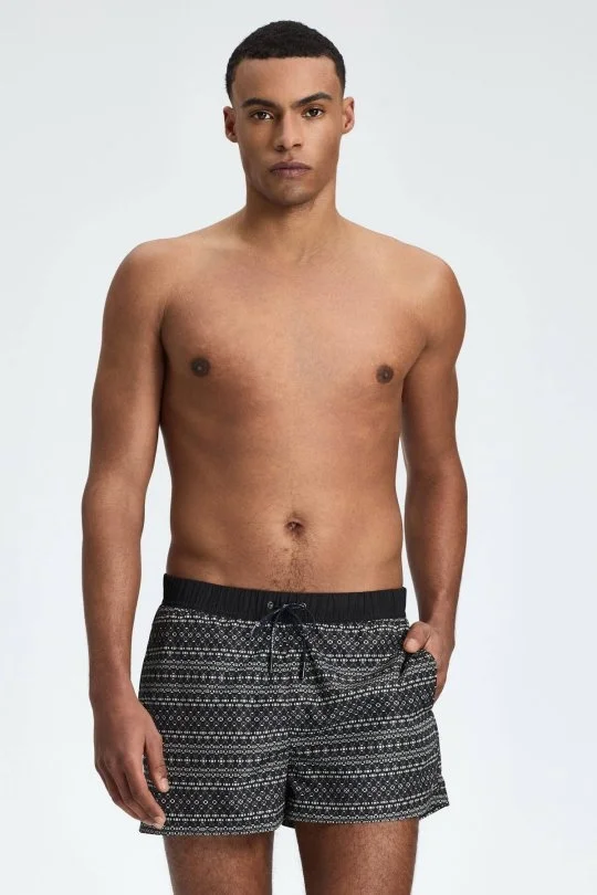 Hemington - Geometrik Desen Siyah Quick Dry Mayo (3)