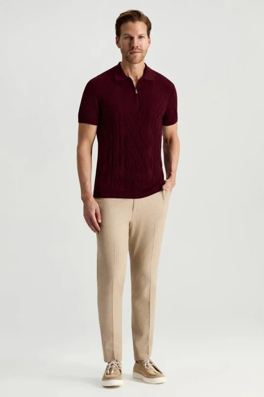 Hemington - Giza Pamuk Argyle Desen Bordo Triko Polo (2)