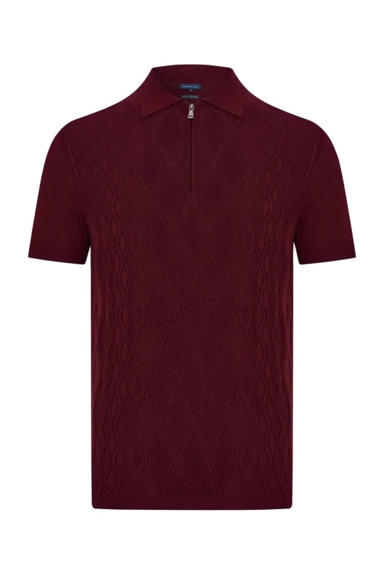 Hemington - Giza Pamuk Argyle Desen Bordo Triko Polo (6)