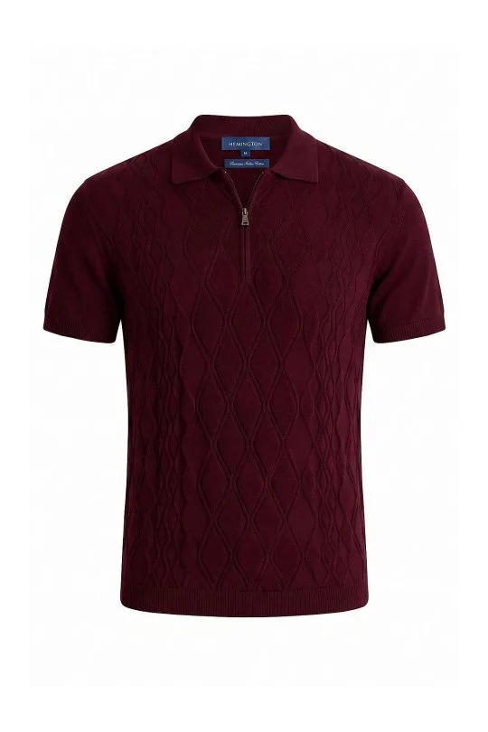 Hemington - Giza Pamuk Argyle Desen Bordo Triko Polo (6)
