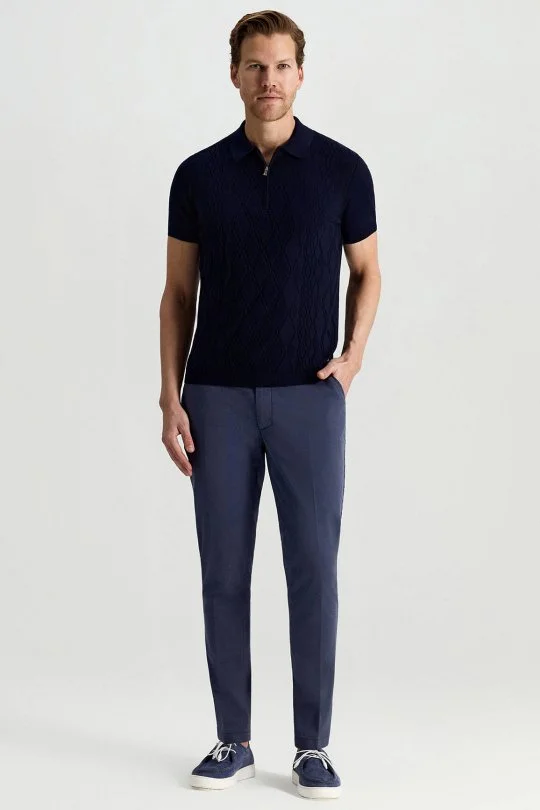 Hemington - Giza Pamuk Argyle Desen Lacivert Triko Polo (2)