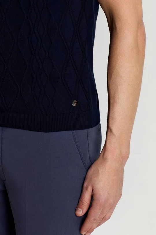 Hemington - Giza Pamuk Argyle Desen Lacivert Triko Polo (4)