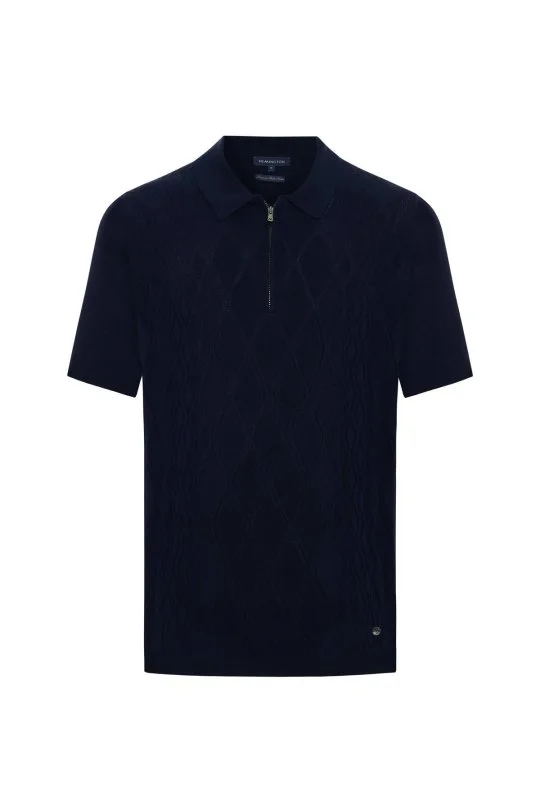 Hemington - Giza Pamuk Argyle Desen Lacivert Triko Polo (6)