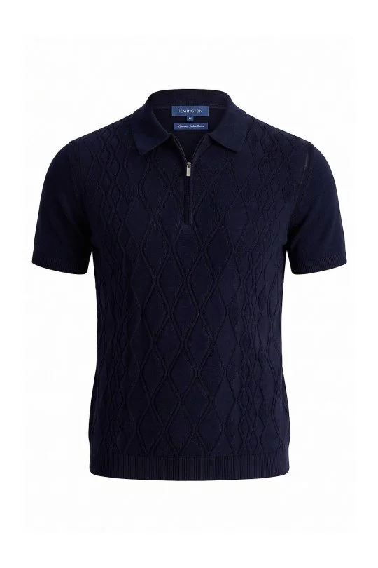 Hemington - Giza Pamuk Argyle Desen Lacivert Triko Polo (6)
