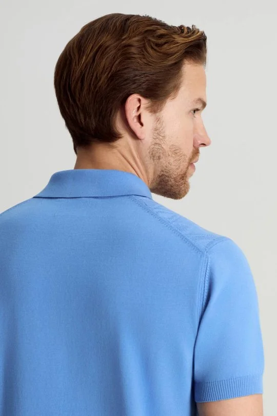 Hemington - Giza Pamuk Argyle Desen Mavi Triko Polo (5)
