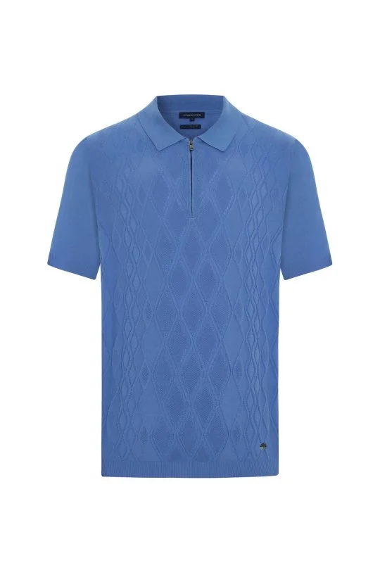 Hemington - Giza Pamuk Argyle Desen Mavi Triko Polo (7)