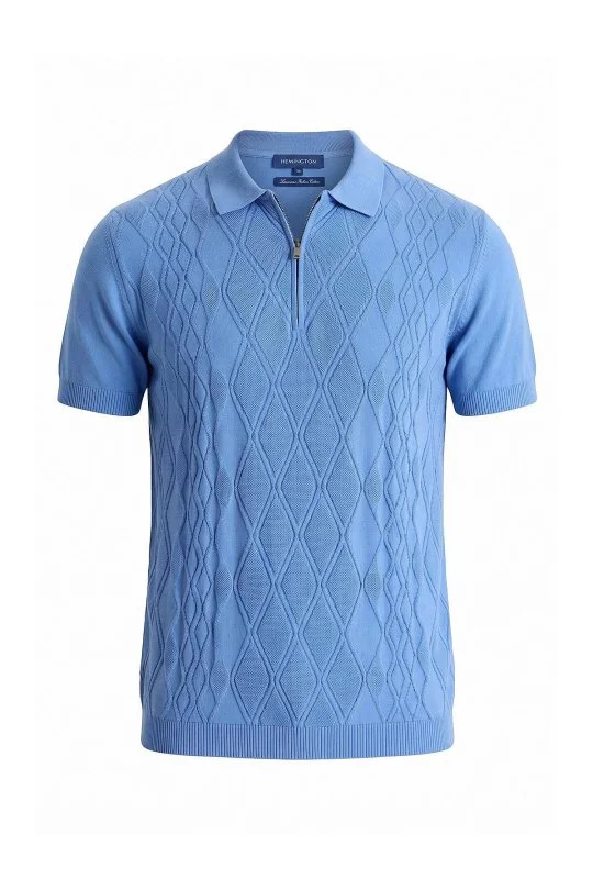Hemington - Giza Pamuk Argyle Desen Mavi Triko Polo (7)