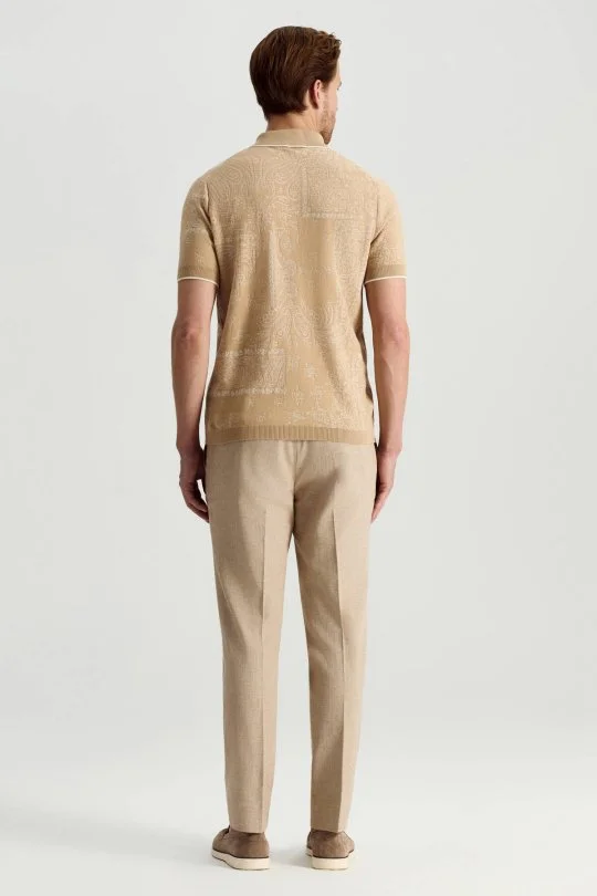 Hemington - Giza Pamuk Paisley Desen Krem-Beyaz Triko Polo (6)