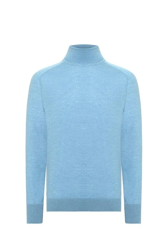 Hemington - Gök Mavisi Boğazlı Slim Fit Merino Yün Triko (6)