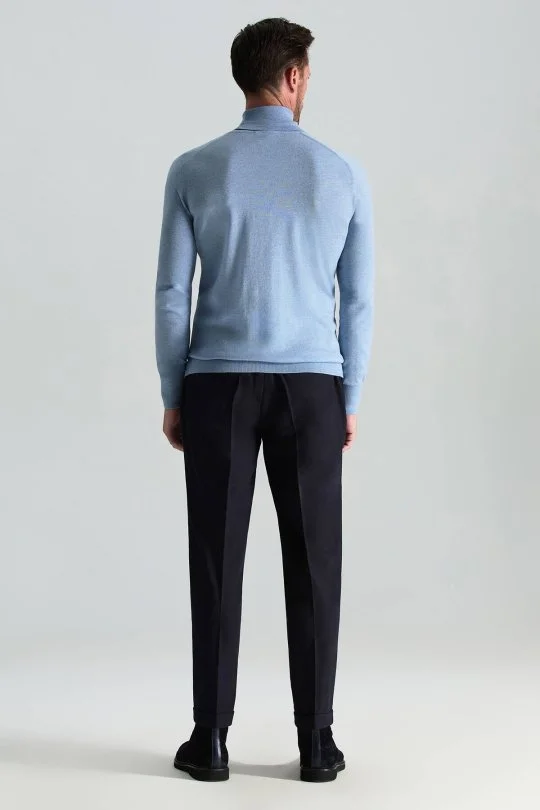 Hemington - Gök Mavisi Boğazlı Slim Fit Merino Yün Triko (4)