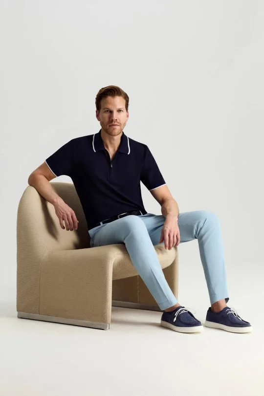 Hemington - Saf Pamuk Gök Mavisi Yazlık Chino Pantolon (1)