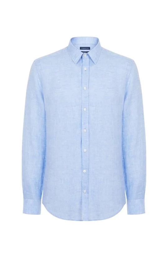 Hemington - Gök Mavisi Saf Keten Spor Gömlek (9)