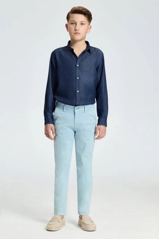 Hemington - Gök Mavisi Yazlık Çocuk Chino Pantolon (1)