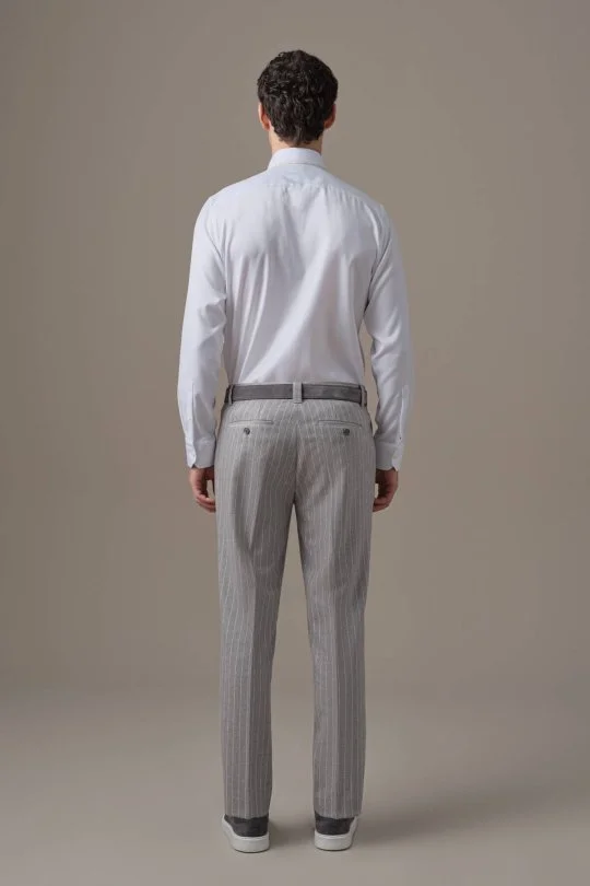 Hemington - Gri Beyaz Chalkstripe Desen Flanel Pantolon (5)