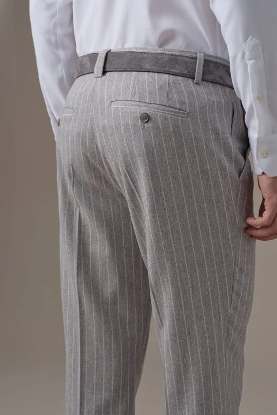 Hemington - Gri Beyaz Chalkstripe Desen Flanel Pantolon (4)
