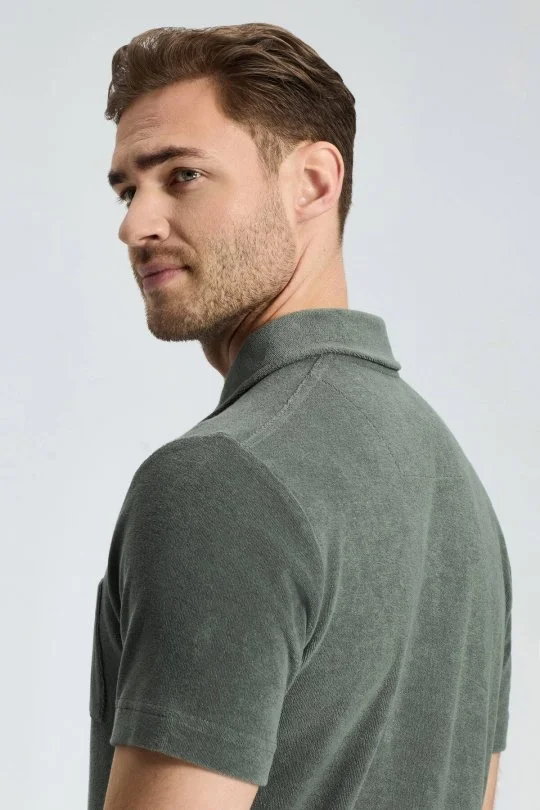 Hemington - Haki Havlu Kumaş Polo Yaka T-Shirt (4)