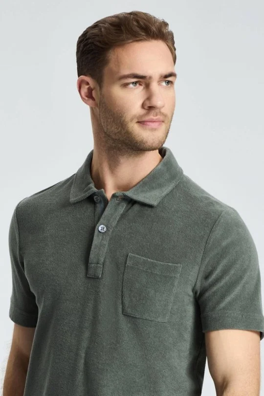 Hemington - Haki Havlu Kumaş Polo Yaka T-Shirt (2)