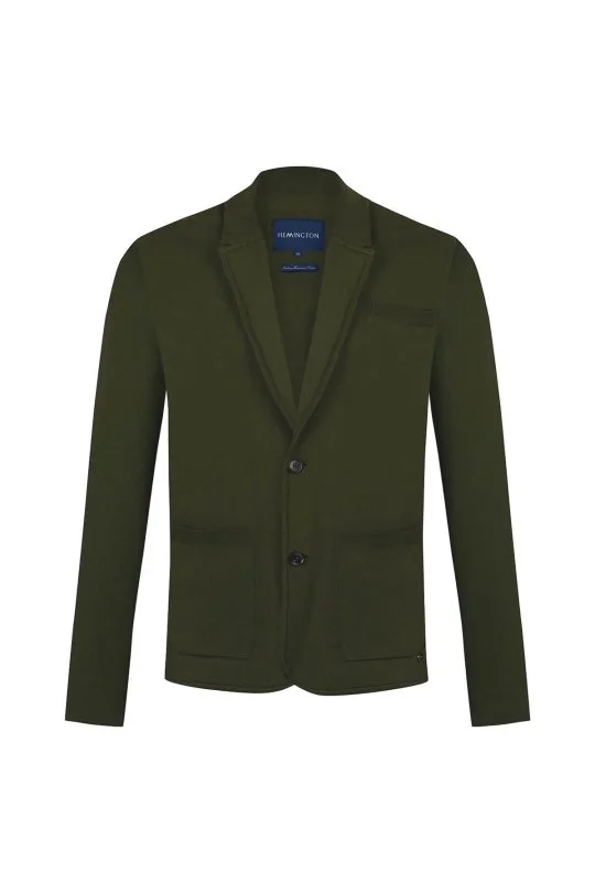 Hemington - Haki Merserize Pamuk Triko Blazer Ceket (7)