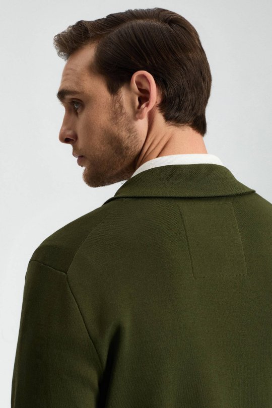 Haki Merserize Pamuk Triko Blazer Ceket