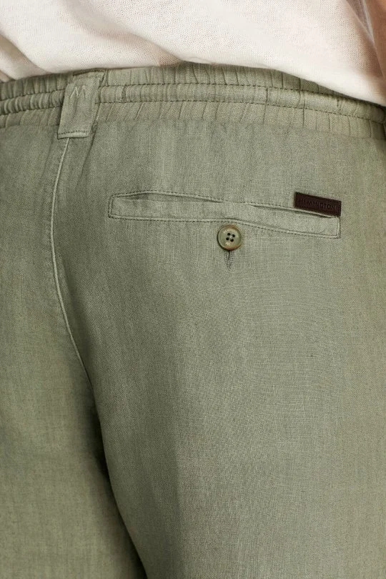 Hemington - Saf Keten Bağcıklı Haki Pantolon (4)