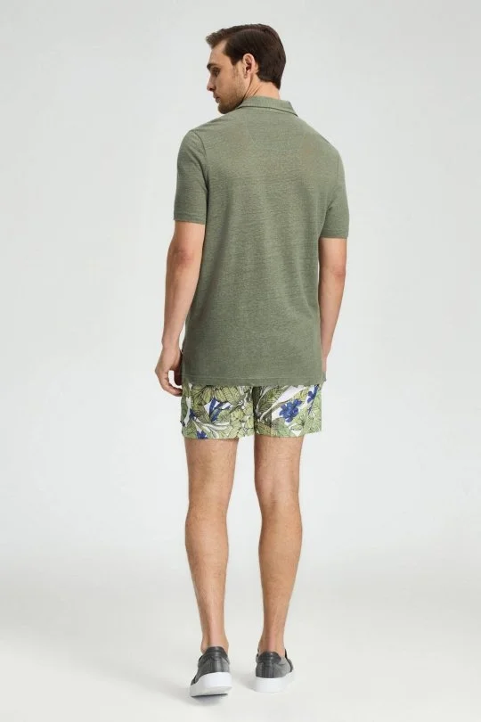 Hemington - Saf Keten Haki Polo Yaka T-Shirt (5)