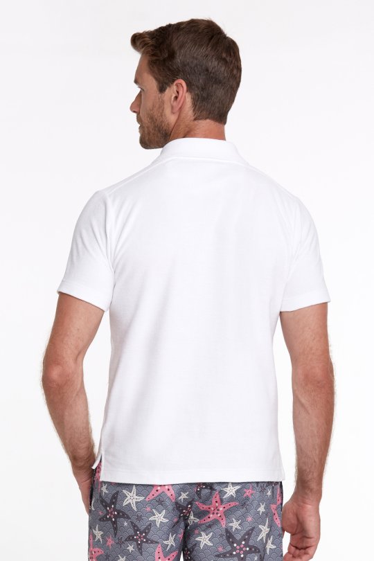 Havlu Kumaş Beyaz Polo Yaka T-Shirt