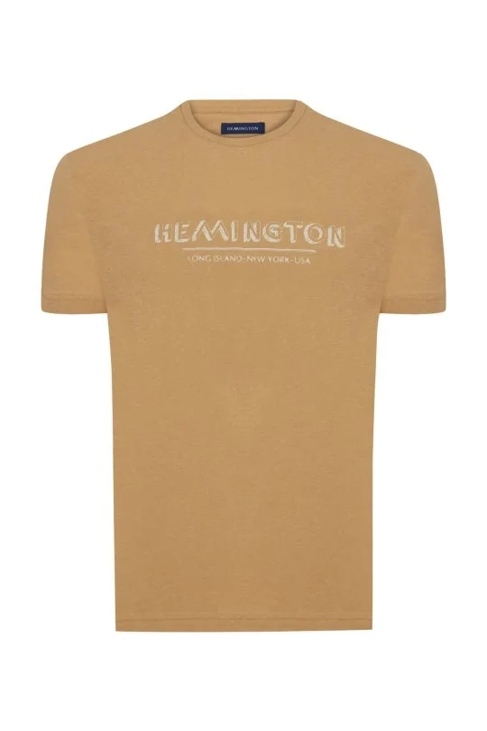 Hemington - Hemington Baskılı Keten Pamuk Karışım Camel T-Shirt (7)