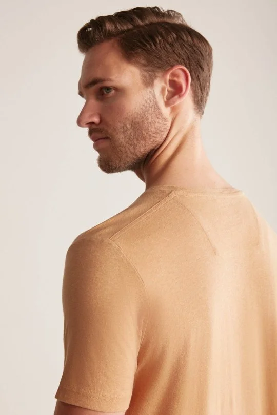 Hemington - Hemington Baskılı Keten Pamuk Karışım Camel T-Shirt (2)