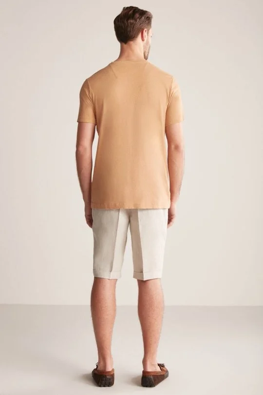 Hemington - Hemington Baskılı Keten Pamuk Karışım Camel T-Shirt (5)