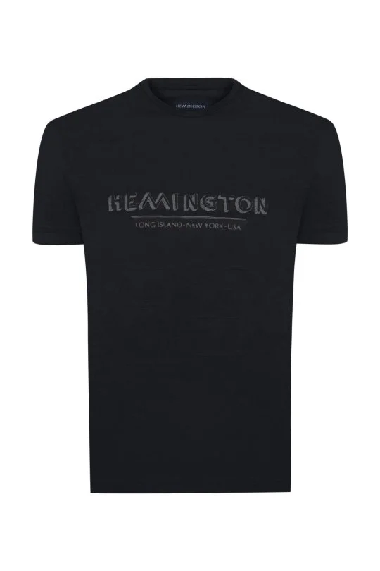 Hemington - Hemington Baskılı Keten Pamuk Karışım Siyah T-Shirt (7)