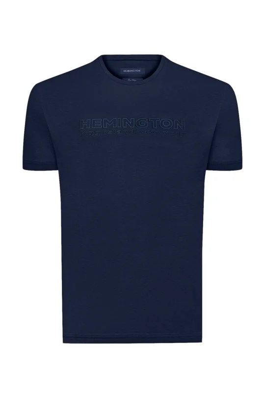 Hemington - Hemington Kabartma Baskılı Lacivert Pima Pamuk T-Shirt (7)