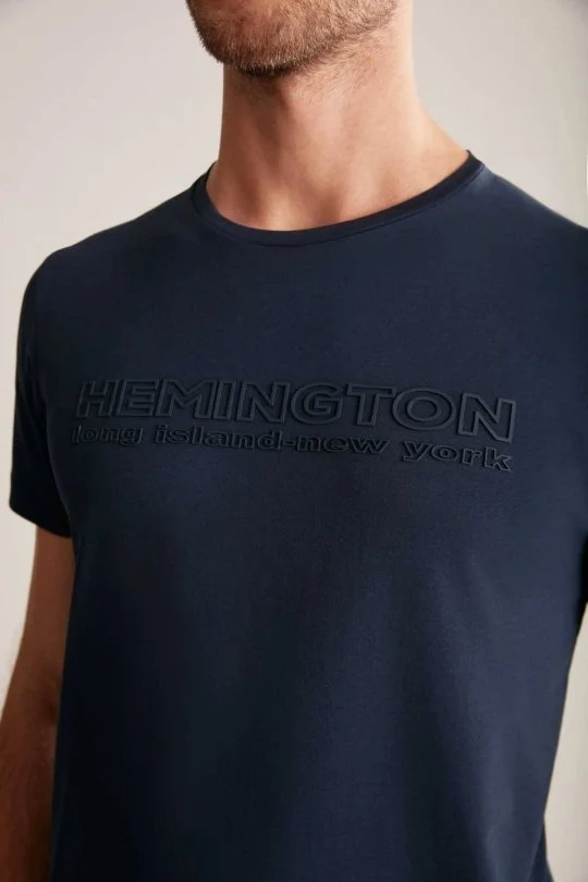Hemington - Hemington Kabartma Baskılı Lacivert Pima Pamuk T-Shirt (6)
