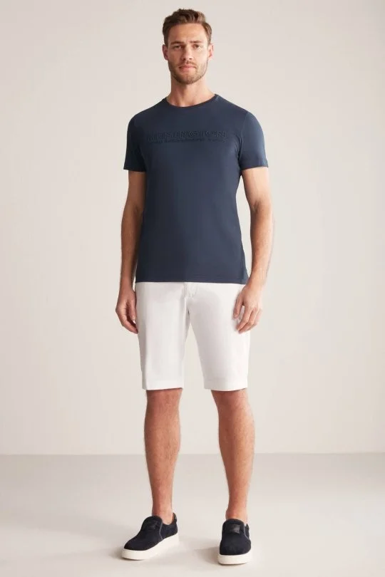 Hemington - Hemington Kabartma Baskılı Lacivert Pima Pamuk T-Shirt (1)