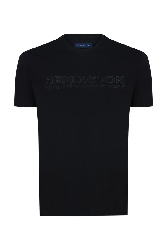 Hemington - Hemington Kabartma Baskılı Siyah Pima Pamuk T-Shirt (6)